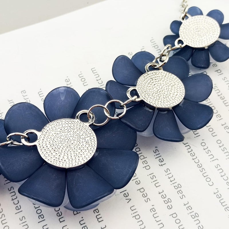 Bocar Flower Collar Necklace, Floral Flower Summer Beach Statement Choker Necklace and Earrings Set for Women, Handmade Women Jewelry Gift - Image 5